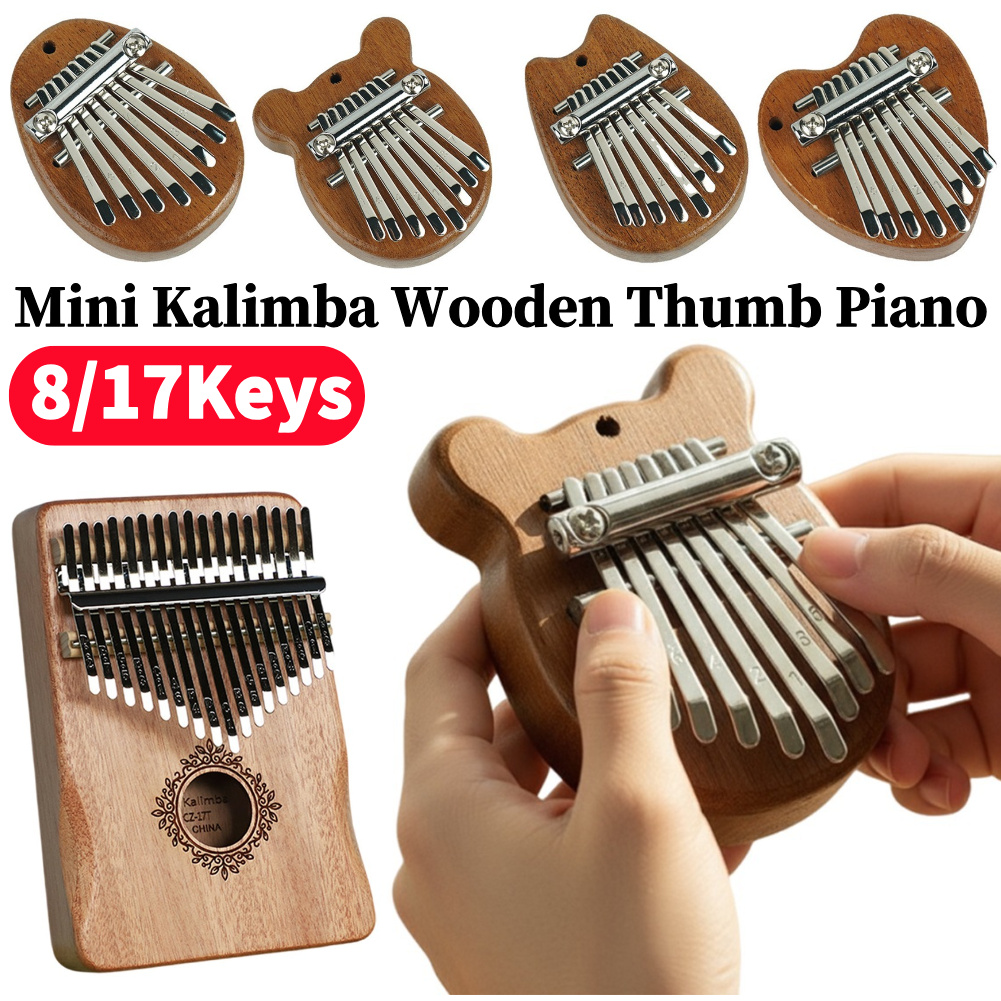 8/17Keys Mini Wooden Kalimba H - Musical Instrument For Beginners ulasan dan harga